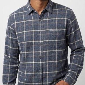 Rails Lennox Shadow Wheat Melange Blue Plaid Long Sleeve Button Down Medium